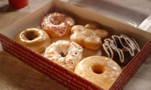 Assorted half dozen Casey's donuts in a box
